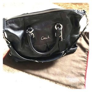 Coach black leather shoulder bag